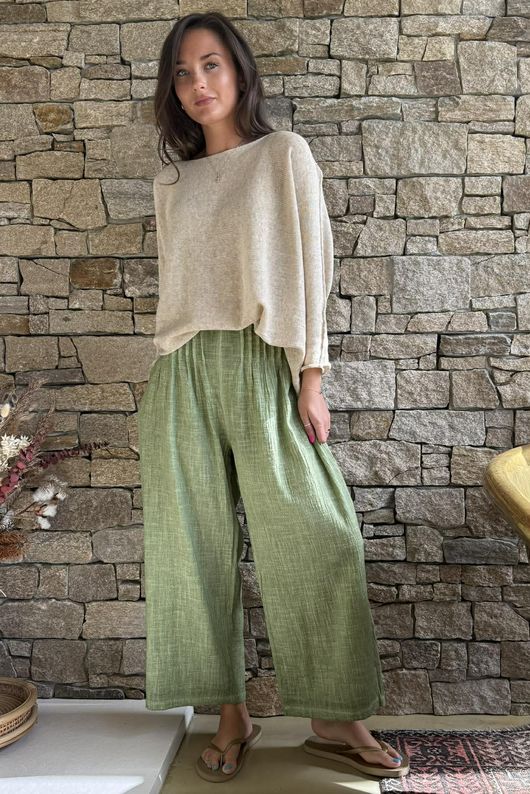 Loom & Thread Pin Tuck Pant Washed Lawn /41=